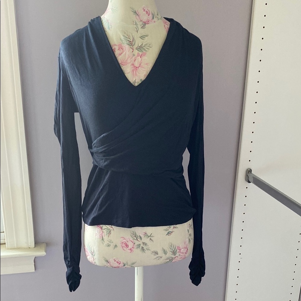 Bailey 44 Navy Wrap Blouse